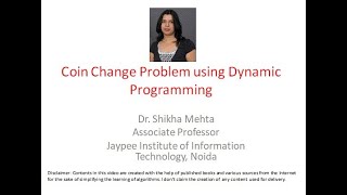 Coin change  problem with Dynamic Programming
