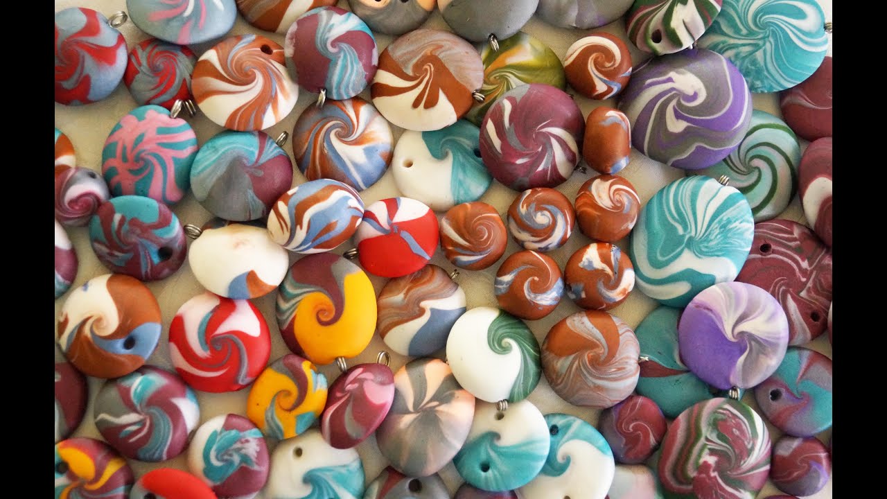 Swirl Perlen aus Pardo , Polymer Clay Beads, RuthvonG