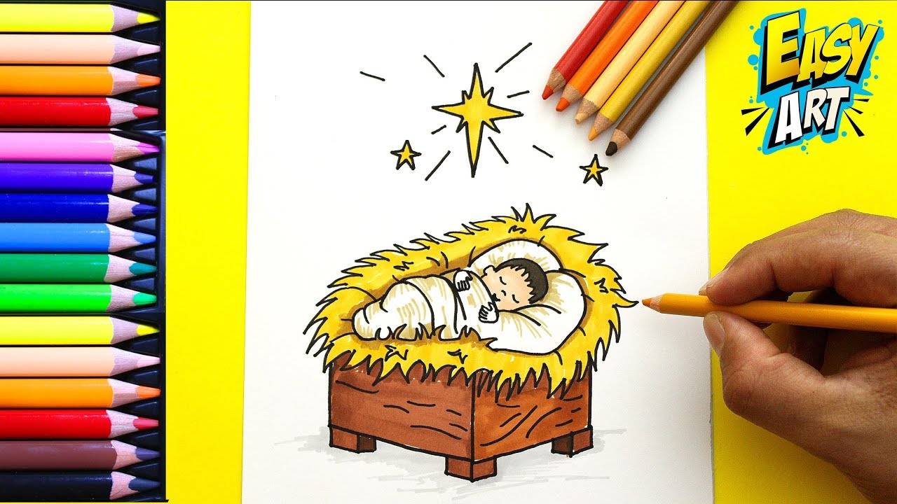 Como Dibujar Al Nino Jesus De Navidad Facil How To Draw Baby