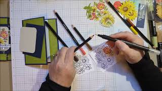 Radiant Sunflowers Card - with coloring tips in Watercolor pencils and Stampin' Blends