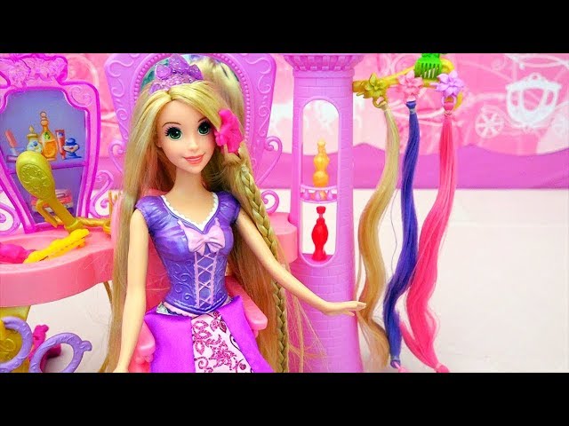 Obobb Rapunzel brinquedos, boneca de maquiagem, brinquedo de vestir, para  presentes, cabeça de boneca para pentear o cabelo