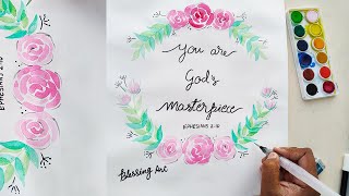Bible Verses Water Color Paint Tutorials || Bible Verses Floral Wreath || Blessing Art