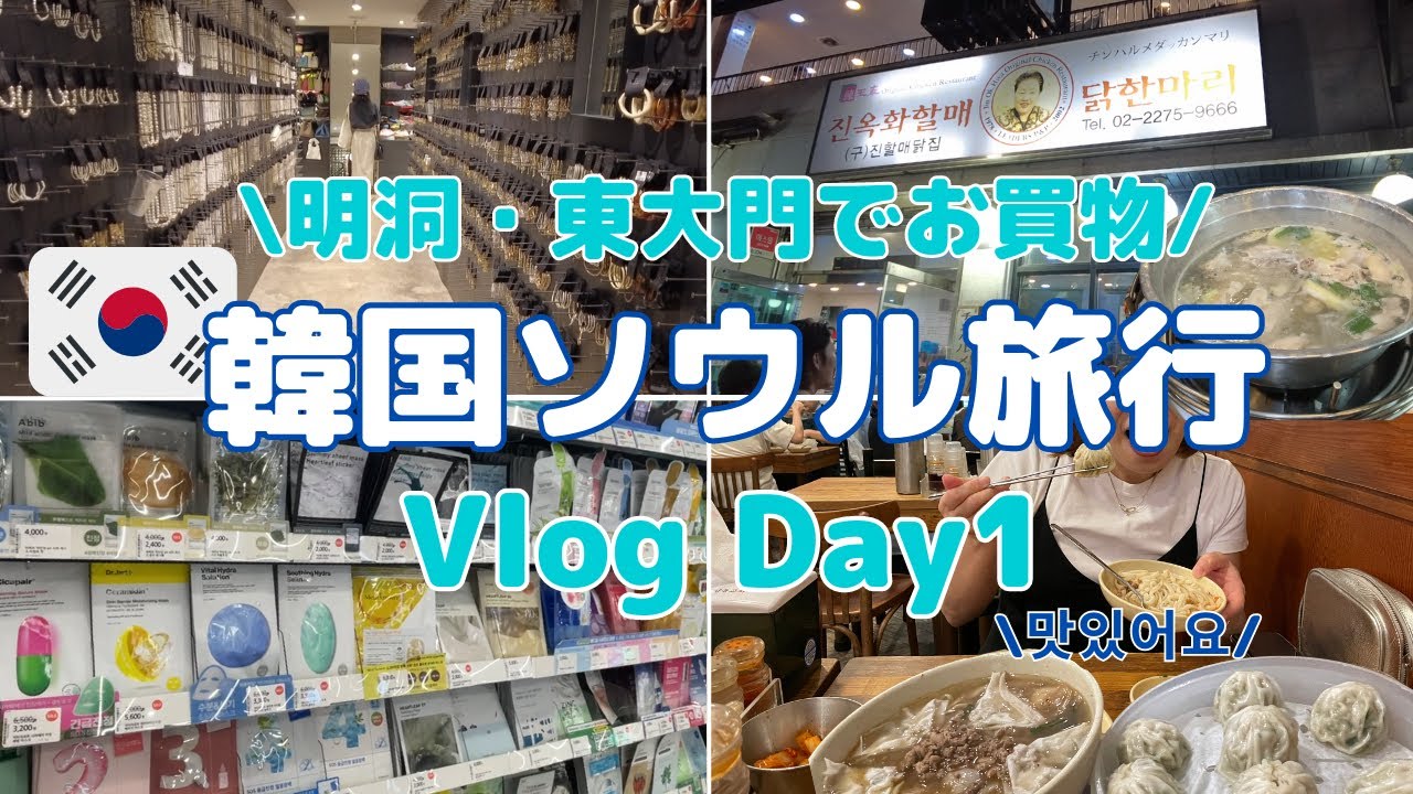【韓国旅行Vlog】Day1 | 明洞＆東大門で買い物 | 明洞おすすめホテル | 明洞餃子 | タッカンマリ