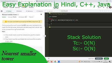 Nearest Smaller Tower | Hindi | GFG POTD | C++ | Java | Stack