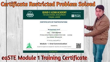 eaSTE Training Module 1 Certificate Restricted Solution || 100% Complete Solution of QAED Training
