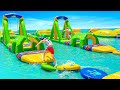 First To Cross Waterpark Obstacle Course Wins! *Impossible*