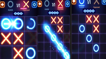 new update game, tic tac toe Glow!  Level 1/2/3/4 all complete gameplay walkthrough (Android iOS),