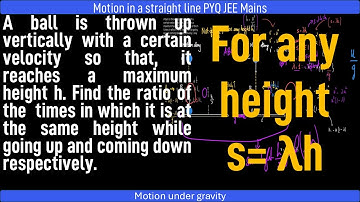 A ball is thrown up vertically with a certain velocity so that, it reaches a maximum height h.