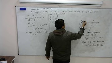vector basics: parallelograms on same base and between same parallels are equal in area