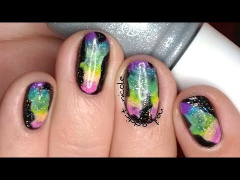 Rainbow Smoke Nails Holographic Neon Galaxy Nails Youtube