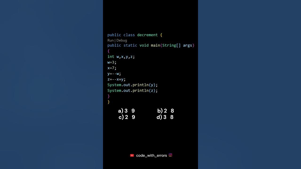 java program based on decrement operation #javatutorial #coding #java ...
