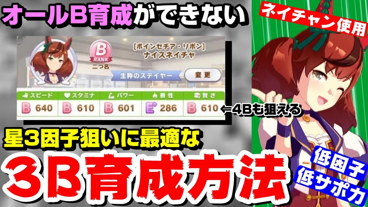 ウマ娘 星３因子狙いに最適 ナイスネイチャで３ｂ ４ｂ 育成 アプリ Youtube