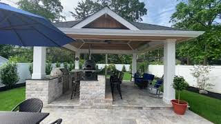 Silver Travertine Pool Patio And Coping Wantagh Nassau County NY