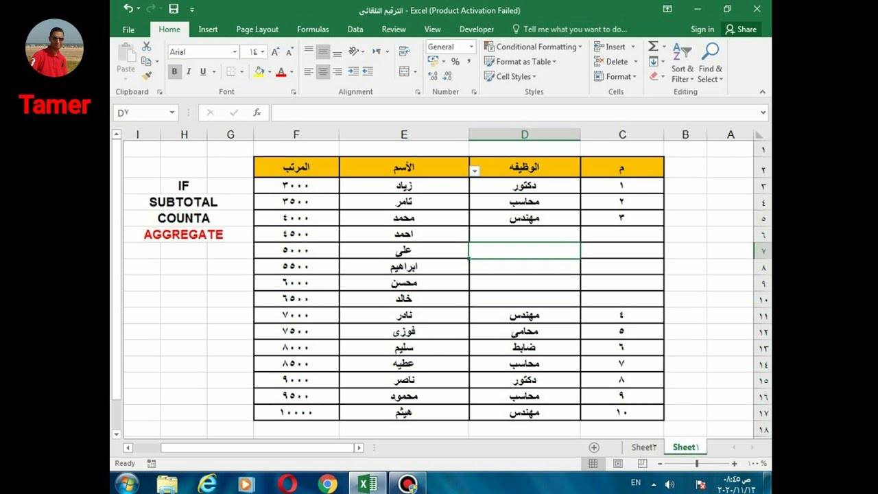 الترقيم التلقائي والفلتره وتصحيح التسلسل الرقمي في الاكسل بأسهل الطرق الاحترافيه
