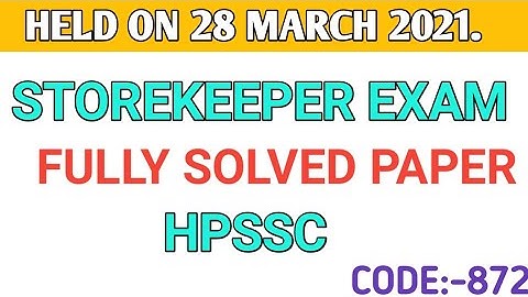 Store keeper post code 872 answer key//answer key of store keeper exam//genius studies//28/3/2021
