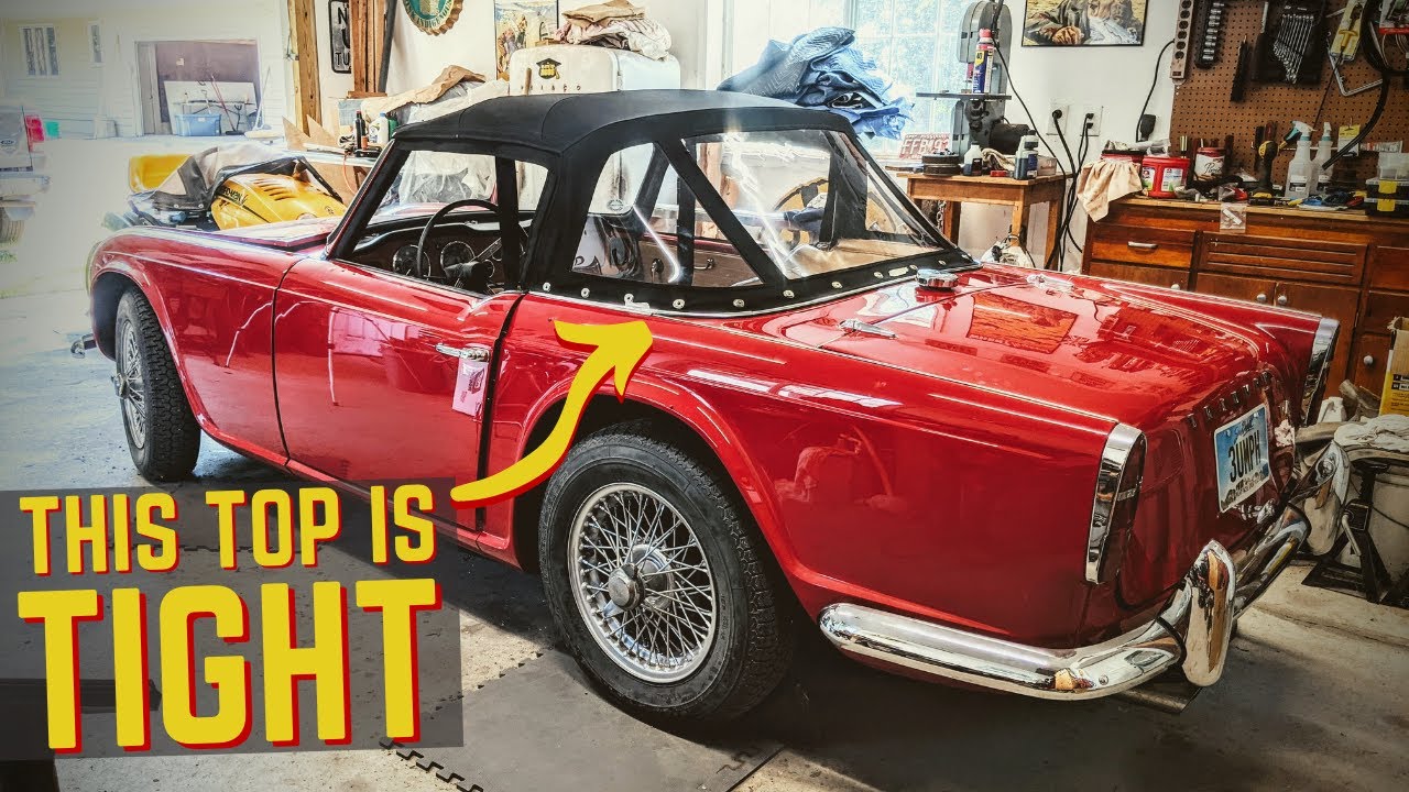 Installing Lift-the-DOTs and Tensioning the Hood! Triumph TR4 Convertible Top Install