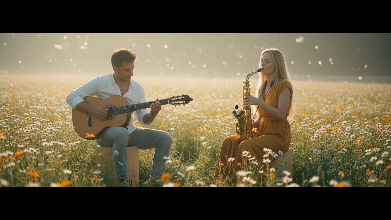 Saxofón y guitarra en una noche de café para momentos de paz y relajación profunda