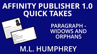 Affinity Publisher 1.0 Paragraph - Widows and Orphans