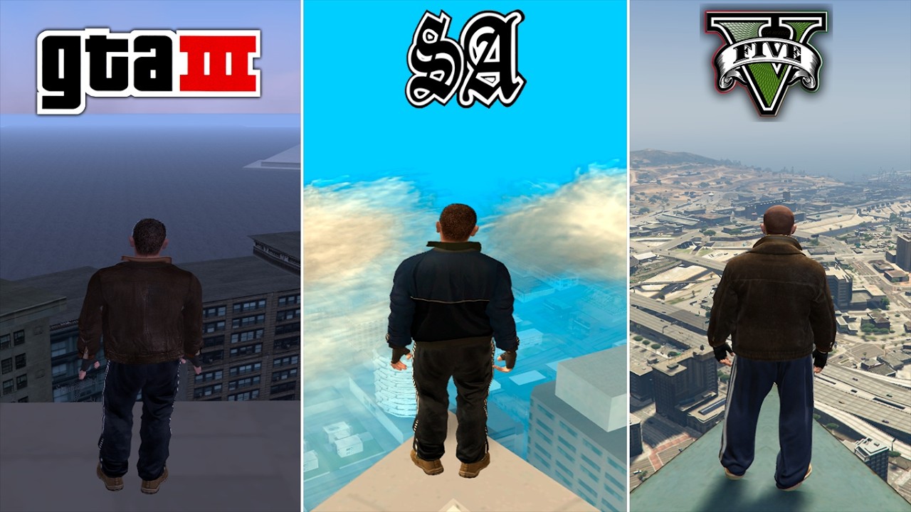 Niko Bellic Jumping from the highest points in GTA Games