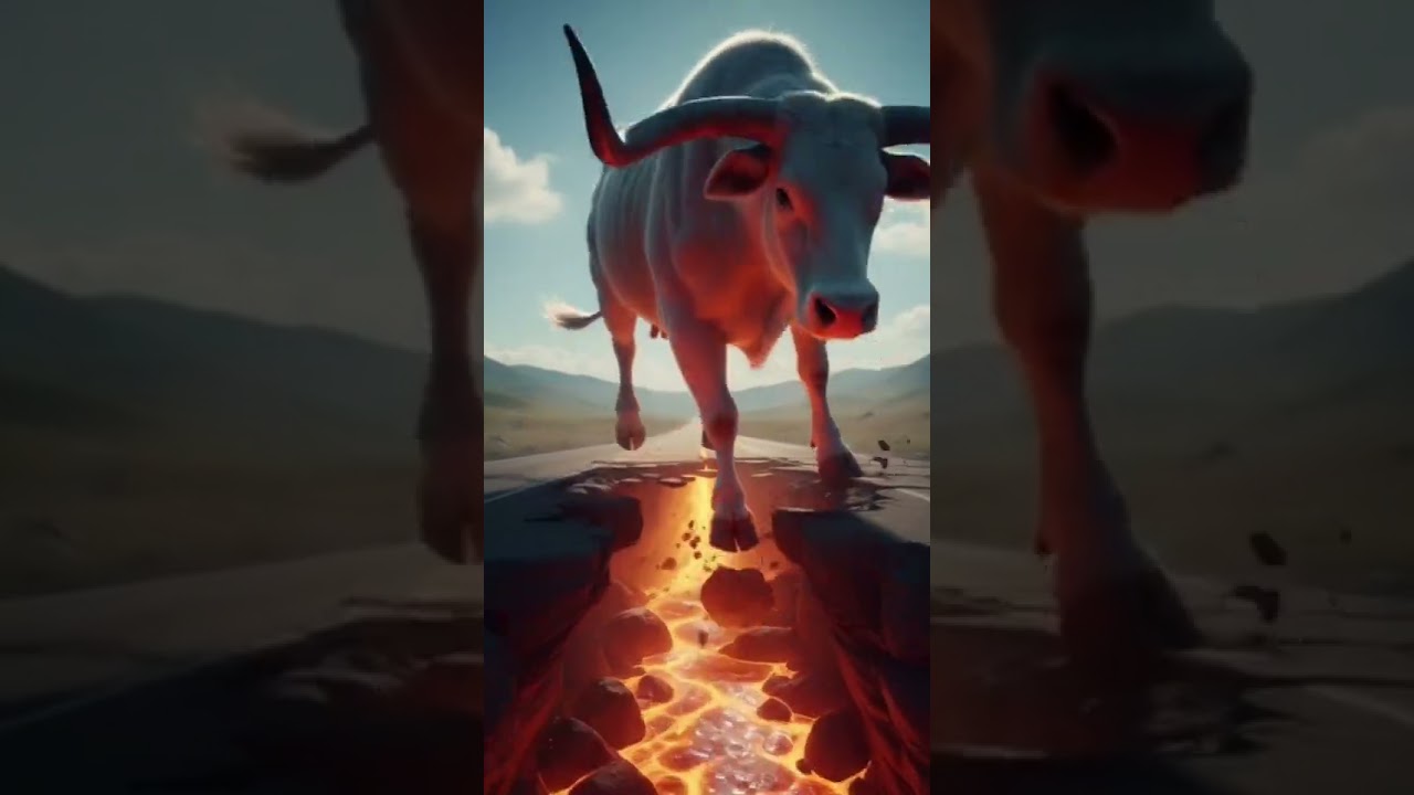 लावे की सड़क पर चलता महाबली सांड | Epic Bull Over Lava Road