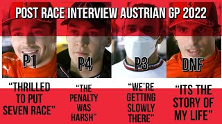 CHARLES LECLERC, GEORGE RUSSELL, LEWIS HAMILTON & CARLOS SAINZ POST RACE AUSTRIAN GP 2022