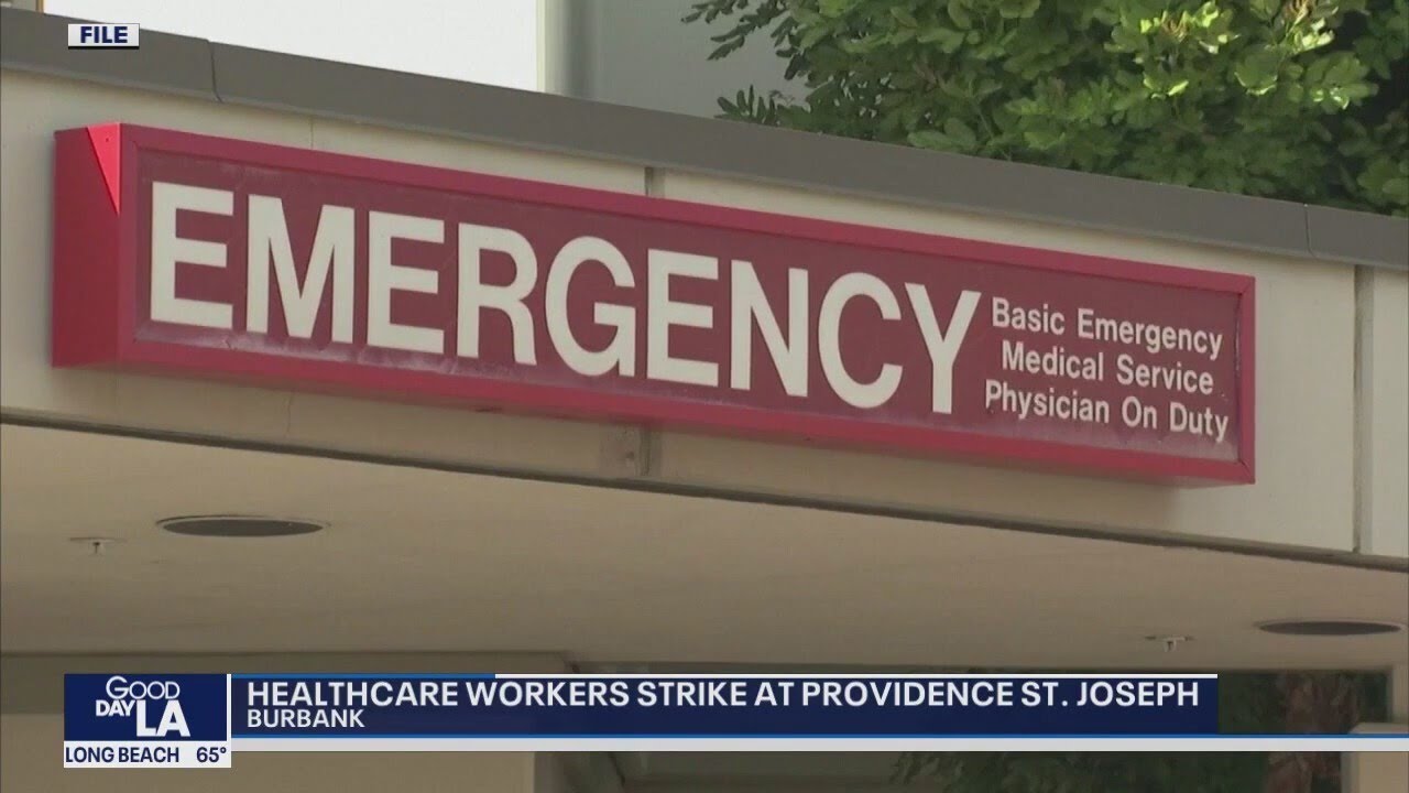 Healthcare workers strike at Providence St. Joseph - YouTube