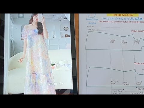 Video Cắt May Áo Đầm Suông Tay Dún Cổ Tròn 3879 - youtube