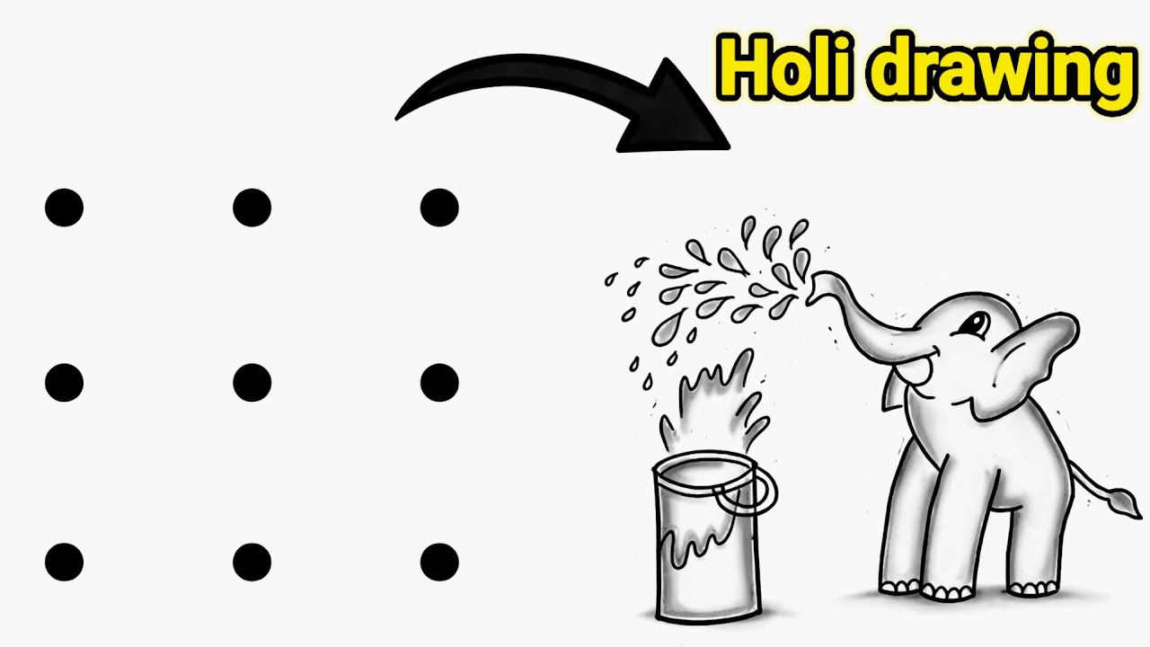 Holi drawing easy | Holi special drawing step by step for beginners | Easy drawing 