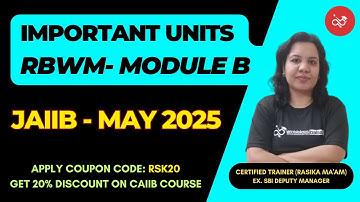 Important Units of RBWM | RBWM MODULE B | JAIIB MAY 2025