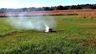 Trex 700n first flight. Muffler pressure line break.