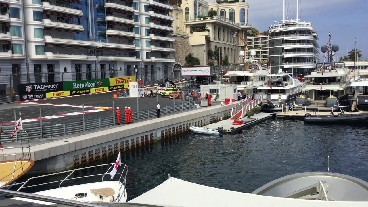2019 Monaco F1 GP Free Practice 2, James Garner, Bandini, Ascari crash site.