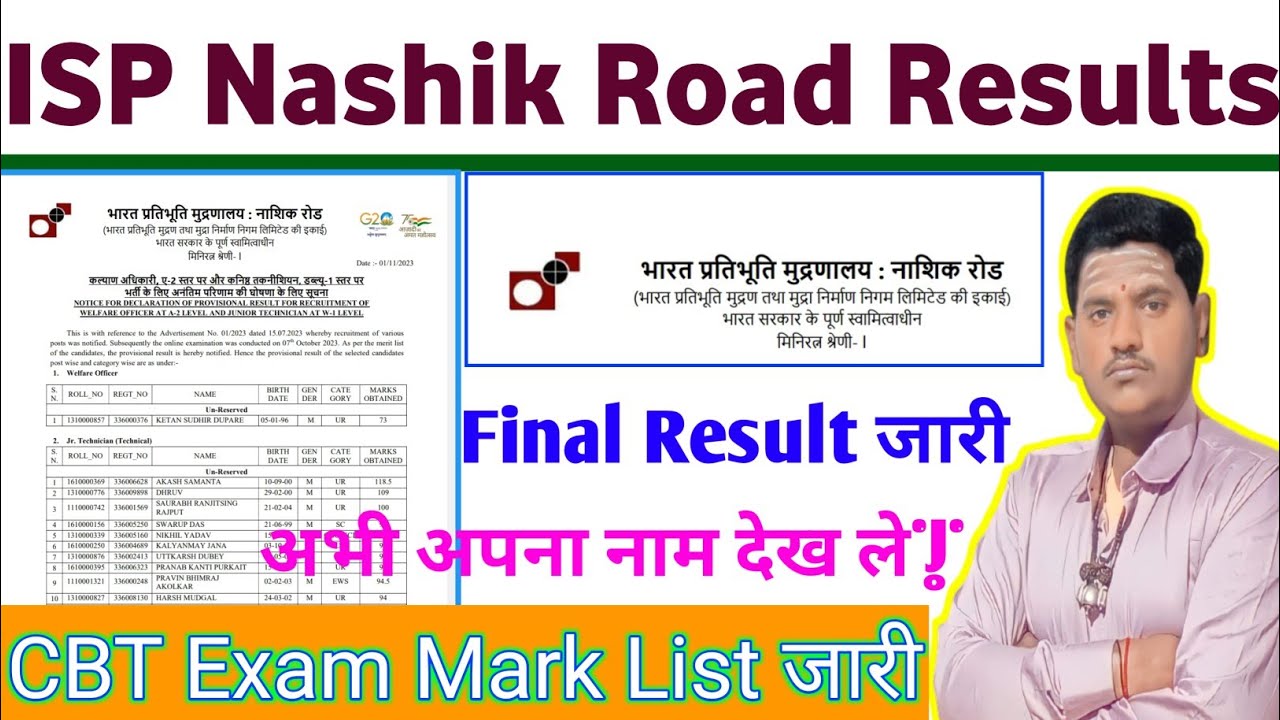 ISP Nashik Road Results Out 2023 | Nashik Road Results 2023 | CBT Marklist Out 203