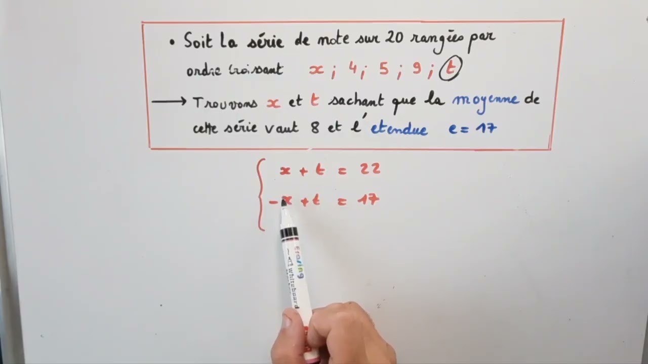 Série statistique, moyennne et étendue  (mise en équation au CRPE)
