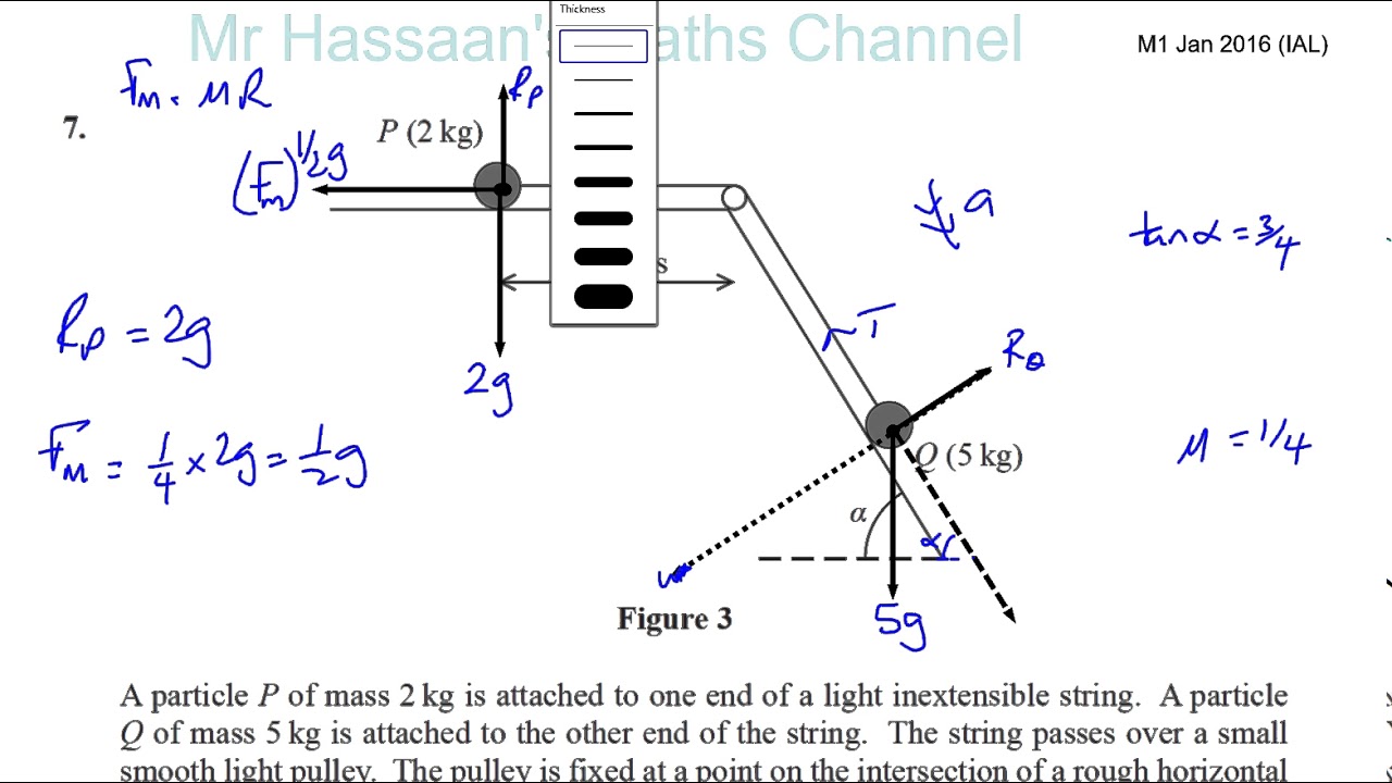 EDEXCEL M1 IAL JAN 2016 Q7a,b c Dynamics, Connected Particles - YouTube