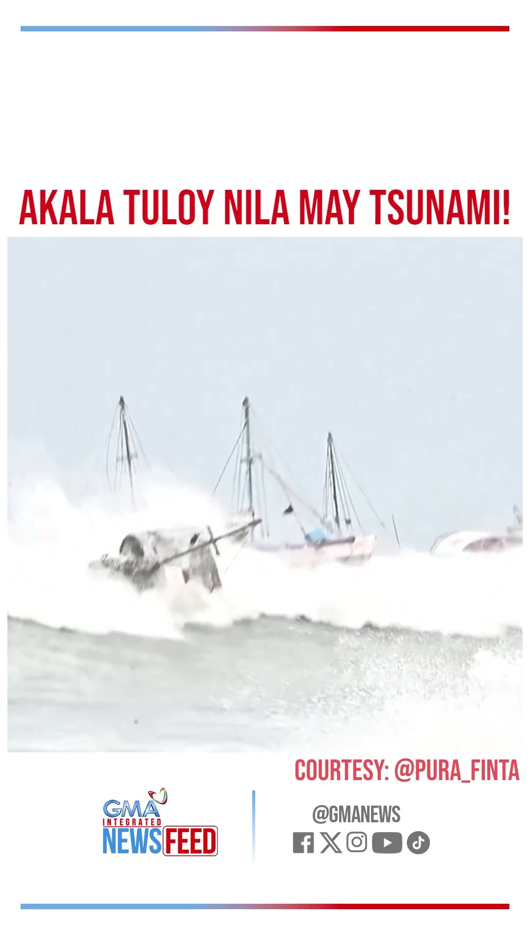 Mga bangka, itinumba ng inakalang tsunami | GMA Integrated Newsfeed