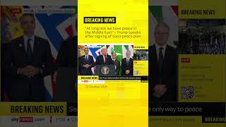 Donald Trump speaks after signing Gaza peace plan