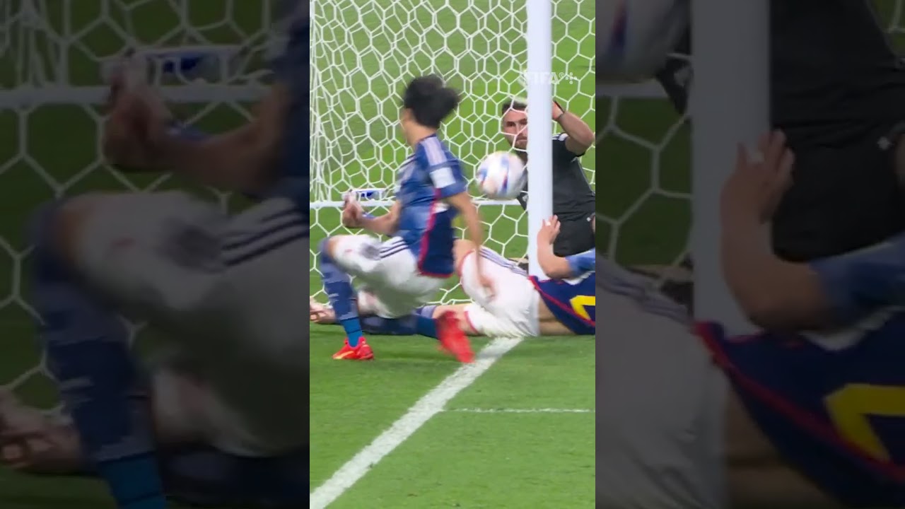 Incredible moment Japan&rsquo;s Tanakar SCORES WINNER vs Spain to top group #ShortsFIFAWorldCup