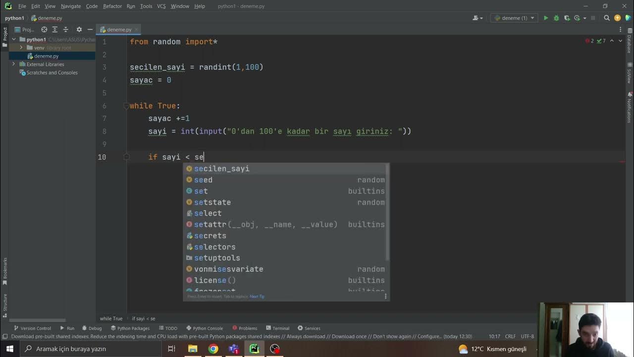 Python Sayı tahmin oyunu - YouTube