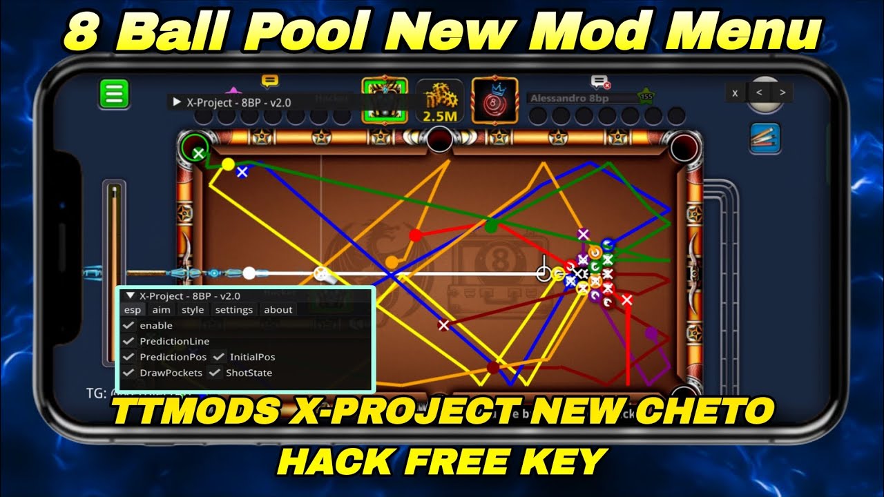 TTMODS X-Project Cheto Hack Free key ❤️8 ball Pool New Mod Menu 56.18.2 |8 Ball pool cheto hack free