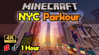 Minecraft Parkour New York City Gameplay (4K, Relaxing, Ambient, Download)