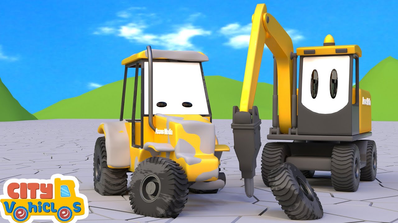 Construction vehicles build new house-crane truck, bulldozer and Emergency vehicles for kids.