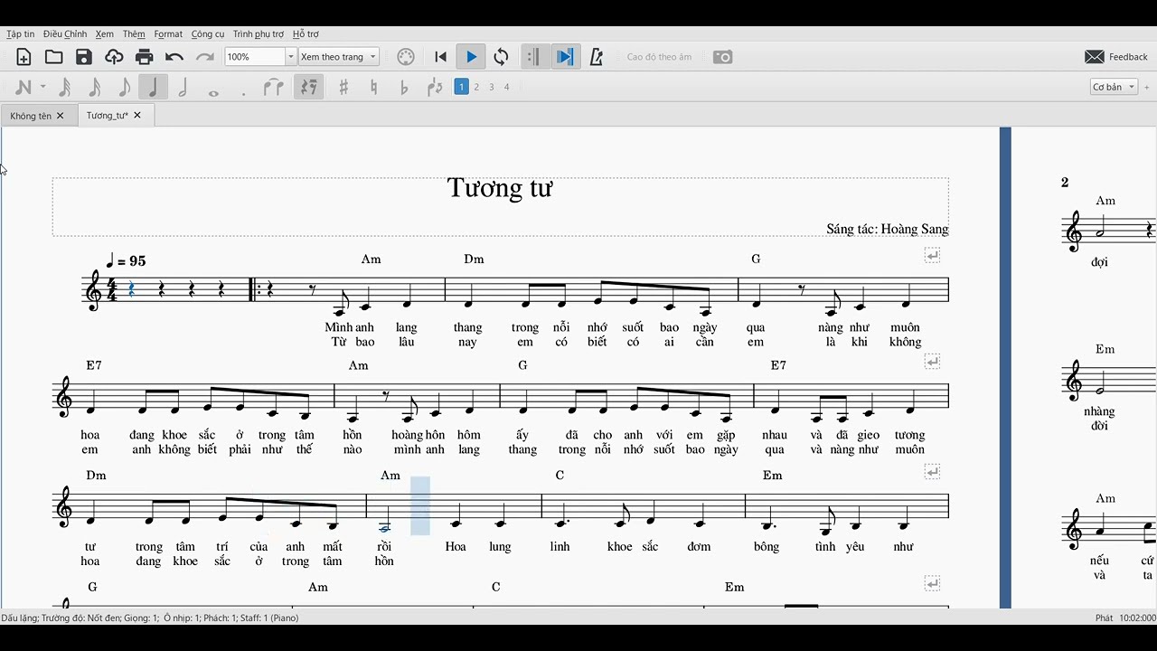 Sheet & Dịch nốt: Tương tư (st: Hoàng Sang)