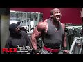 Shawn Rhoden"s Shoulders & Traps Training with Charles Glass At Gold's Gym