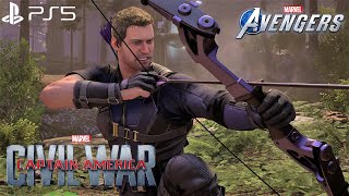 Marvel's Avengers - NEW MCU Hawkeye Civil War Suit Gameplay 4K 60FPS (PlayStation 5)
