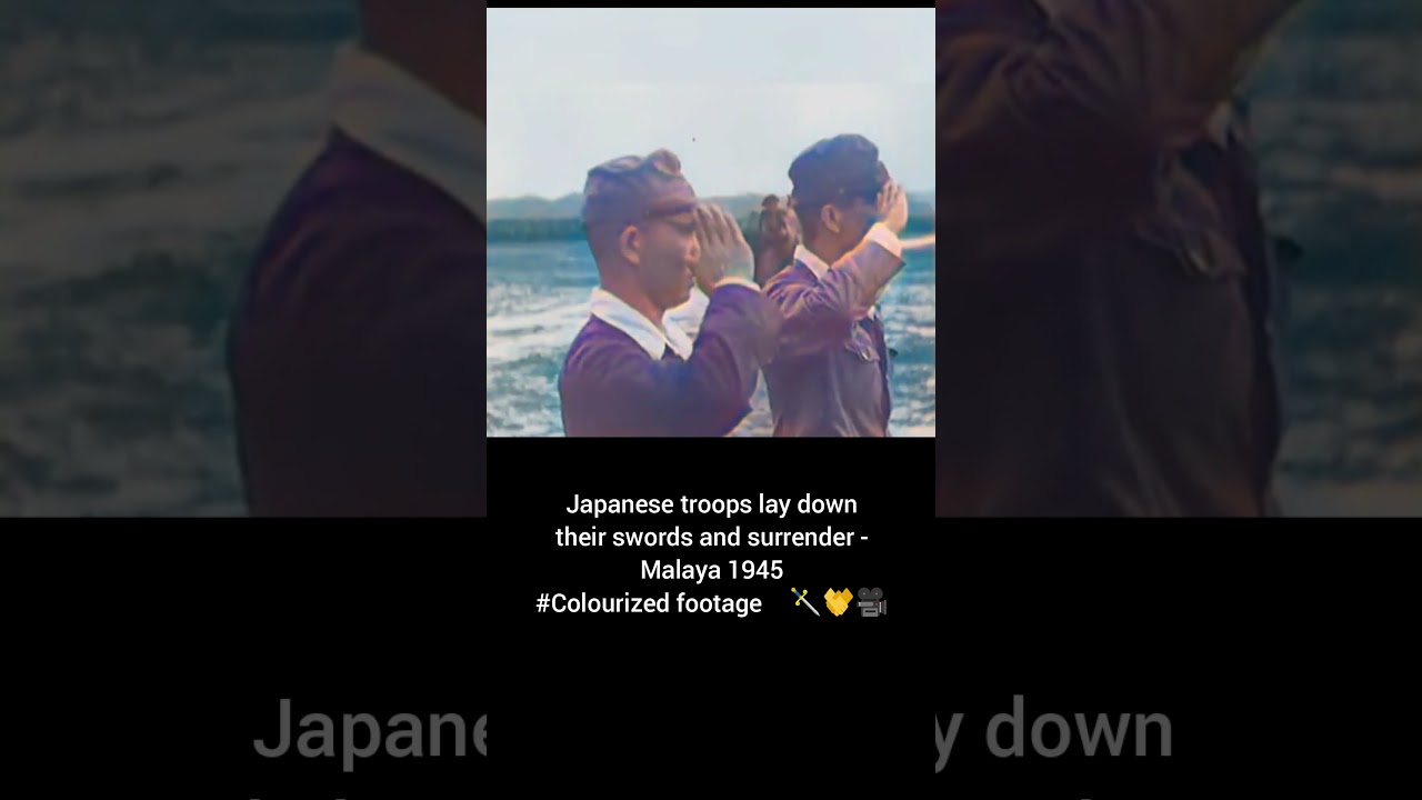 Japanese troops laydown swords surrender Malaya 1945 