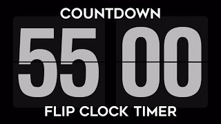 55 Minutes Countdown Flip Clock Timer With Alarm [4k]