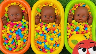 6 Minutes Satisfying Video | Mixing Funny Candy ASMR &amp; Make Up in 3 Bathtubs with Baby Shark Slime