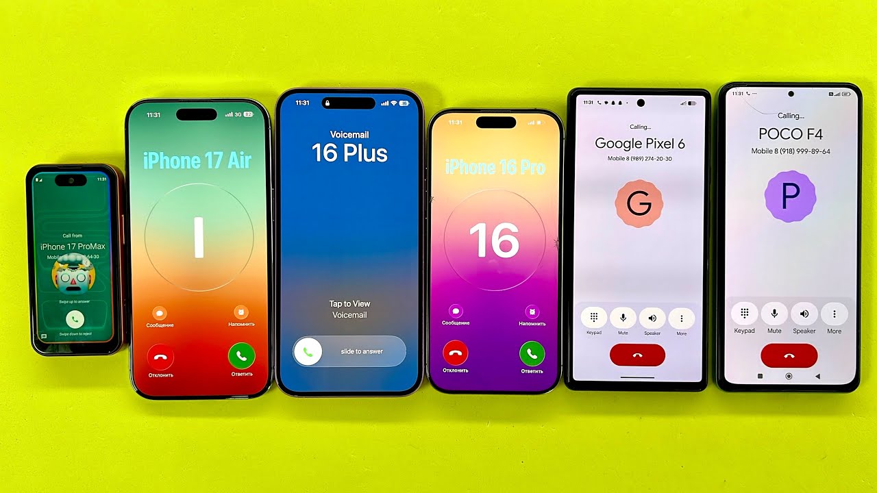 POCO F4 & Pixel 6 calling iPhone 17ProMax+iPhone 17air+iPhone 16Plus & iPhone 16Pro Incoming Call 