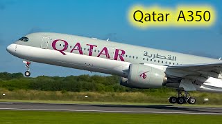  Qatar Airways A350 Departs Manchester Airport