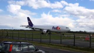 FedEx N744FD A300  taxing the bravos at EIDW departing 10 for EGGS Stansted 9.04.16